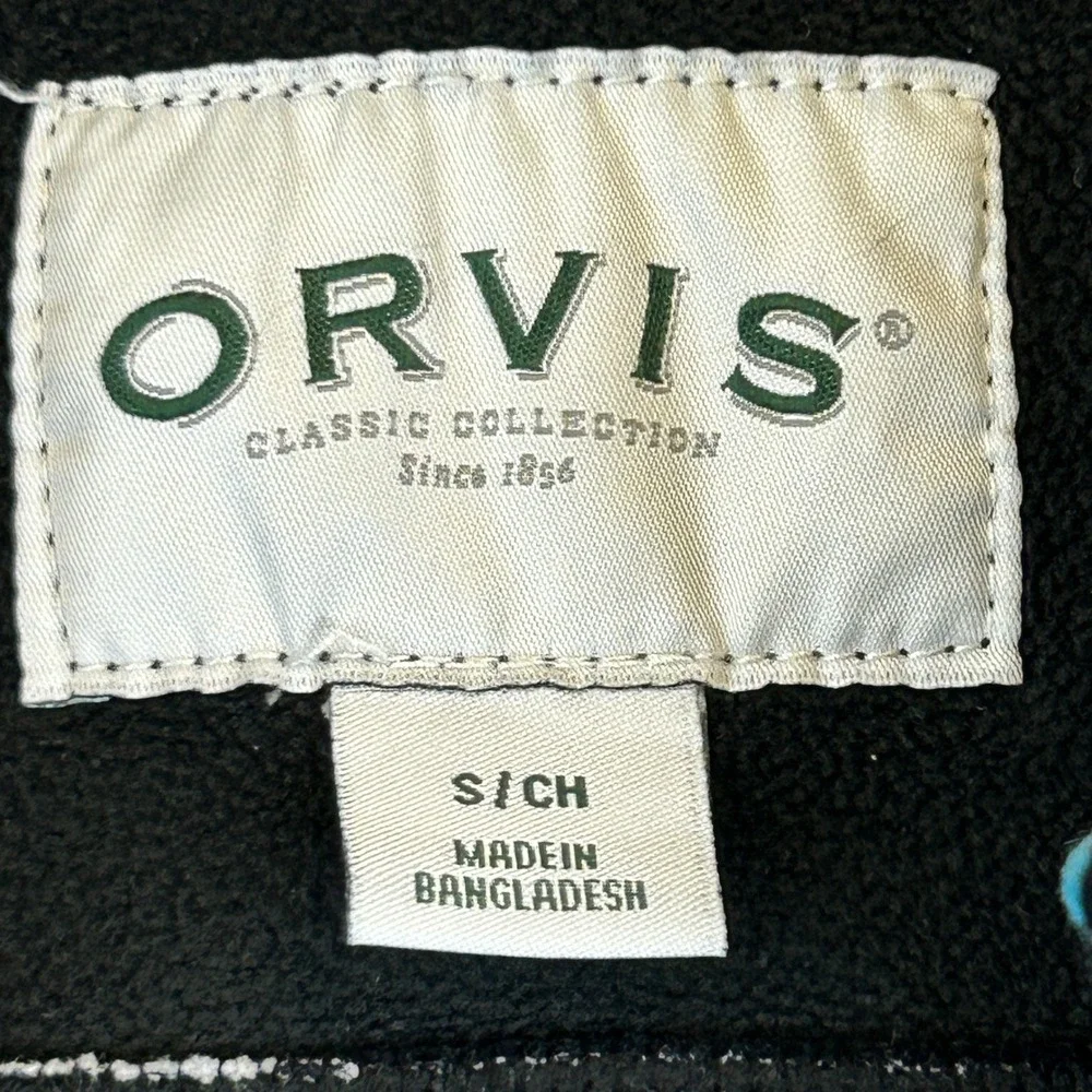 Orvis Shacket Mens S Black White Buffalo Plaid Fleece Lined Snap Front